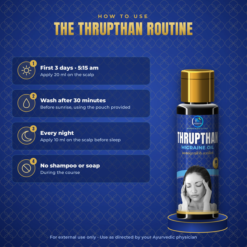 Thrupthan Migraine Oil - Kerala Ayurvedic Head Oil, 100ml